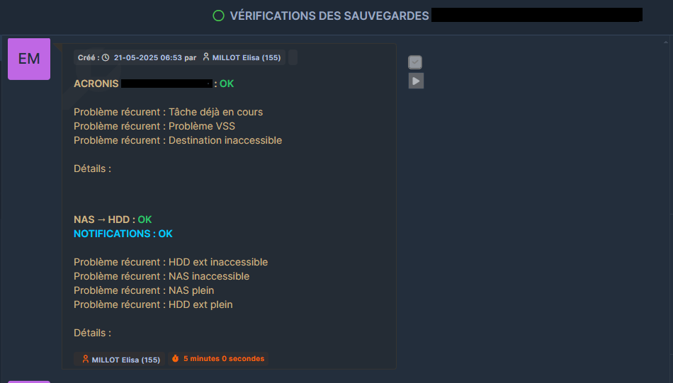 GLPI Sauvegardes Charentay