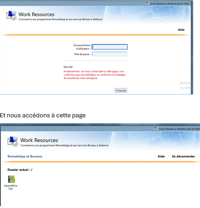 Connexion et page RDS